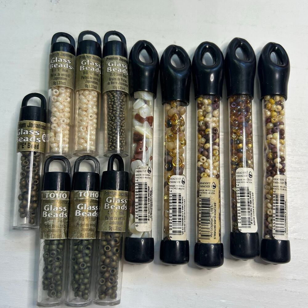NOS Seed Beads Czech Glass Semi Precious Bead Lot Earth Tones